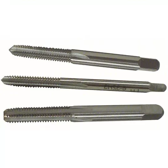 Tap Set, Tap Thread Size 1/4 inch-28, High-Speed Steel, Uncoated, 3 PC