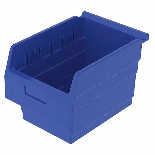 Shelf Bin, Blue, 8 inH x 11 5/8 inL x 8 3/8 inW, 1EA