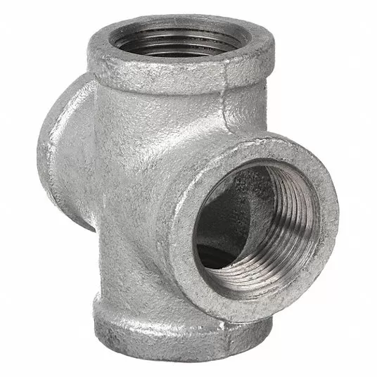 Cross, Malleable Iron, 2 in x 2 in x 2 in x 2 in Pipe Size, NPT x NPT x NPT x NPT, Class 150