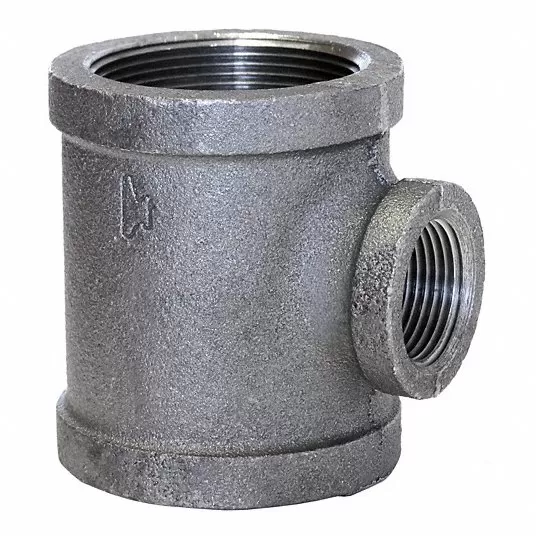 Reducing Tee, Malleable Iron, 2 in x 1 1/2 in x 1 in Pipe Size