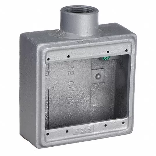 Weatherproof Electrical Box, Number of Gangs 2, Number of Inlets 1, 4.63 in Length