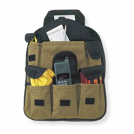 Tool Backpack, 26 Pockets, 14"x4"x16", Tan