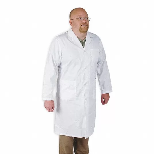 معطف مختبر بغطاء, مقاس XL, لون أبيض