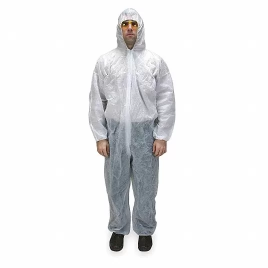 Hooded Disposable Coveralls, Hooded, Size L, PK 25