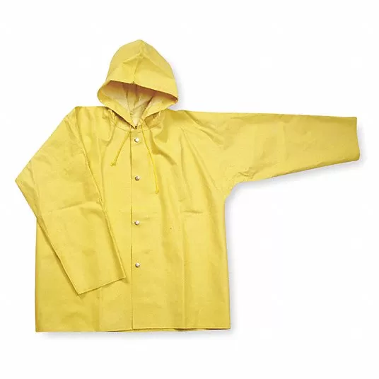 جاكيت مطر بقبعة, مقاس 3XL, مطاط, لون أصفر, SBR, للجنسين