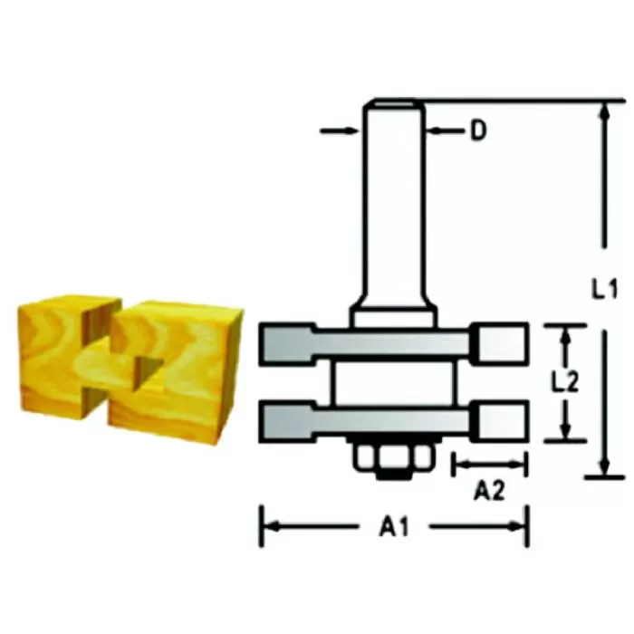 Router Bit - Reversible Glue Joint Bit, 41.3X76.2 X12mm