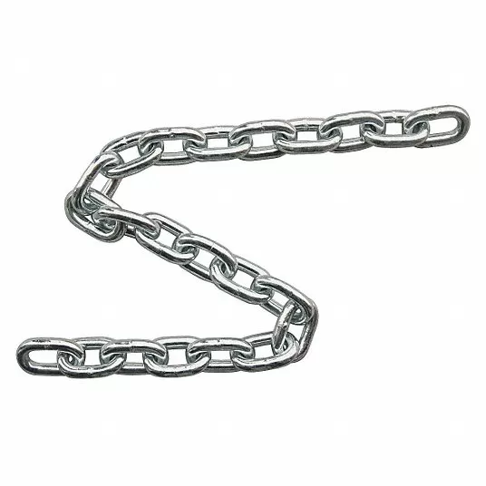 20 ft Grade 30 Straight Chain, 1/4 in Trade Size, 1,300 lb Working Load Limit, Not For Lifting