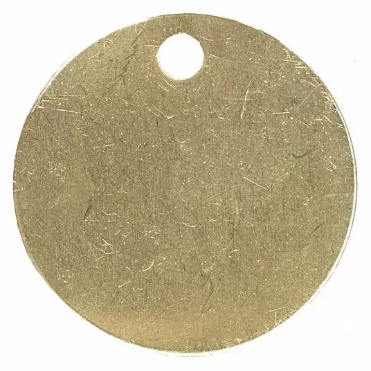 Blank Metal Tag, Width 1 3/8 Inch, Brass, Yellow, PK 25