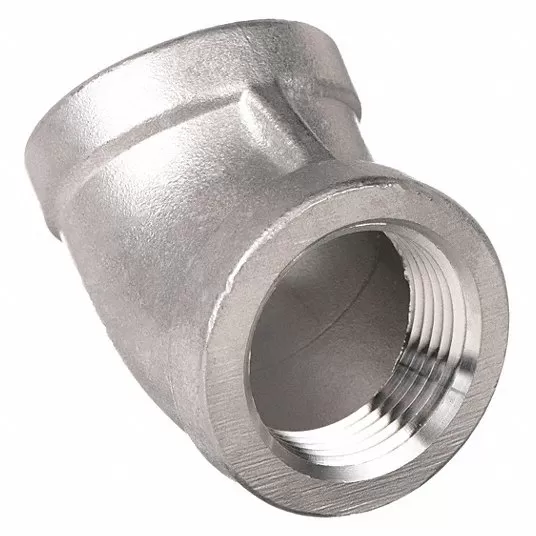 ​45° Elbow: 2Inch x 2Inch Fitting Pipe Size, 316 Stainless Steel, NPT x Female NPT, Class 150