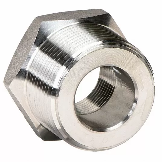 Hex Reducing Bushing: 3/4Inch, Male NPT x Female NPT, 316 Stainless Steel, Class 3000, 100 Pcs