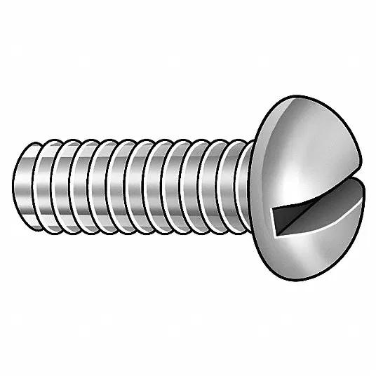 Machine Screw, Round, Slotted, Brass, Plain, 1 1/4Inch Length, PK 100