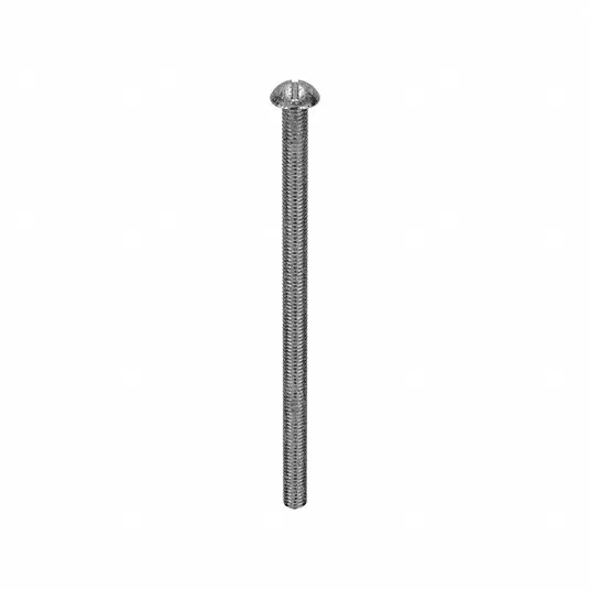 Machine Screw, #10-32, Round, Slotted, 18-8 (304) Stainless Steel, Plain, 3 1/2Inch Length