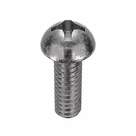 Machine Screw, #6-32, Round, Phillips, 18-8 (304) Stainless Steel, Plain, 1 1/2Inch Length