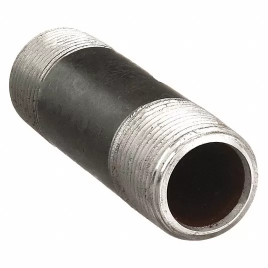 نبل, من الفولاذ الأسود, حجم الأنبوب 1/4 بوصة, الطول الإجمالي 6 بوصة, مسنونه على كلا الطرفين, الجدول 80