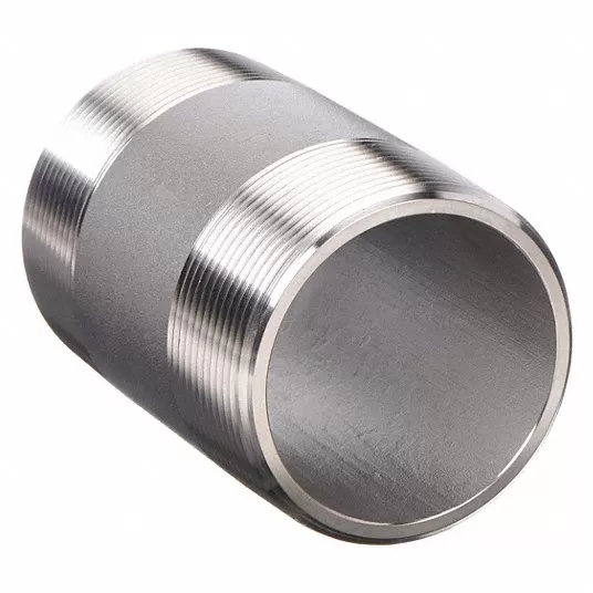 Nipple, 304 Stainless Steel, 1/2Inch Nominal Pipe Size, 4Inch Overall Lg, Threaded on Both Ends
