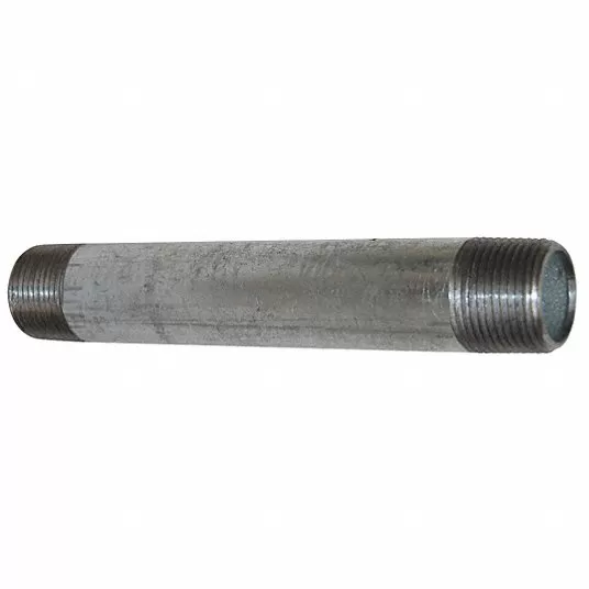 Nipple, Galvanized Steel, 1Inch Nominal Pipe Size, 2Inch Overall Lg, Threaded on Both Ends, Welded