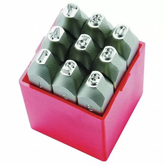 Number Stamp Set, Size 1/4 Inch, 9 Pieces, Steel