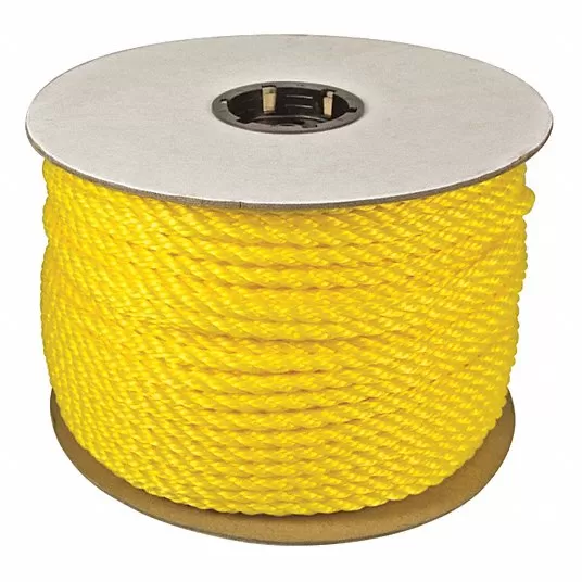 Polypropylene All Purpose General Utility Rope, 1/4 in dia.,Yellow, 600 ft