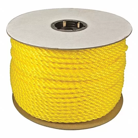 Polypropylene All Purpose General Utility Rope, 1/4 in dia.,Yellow, 1,200 ft