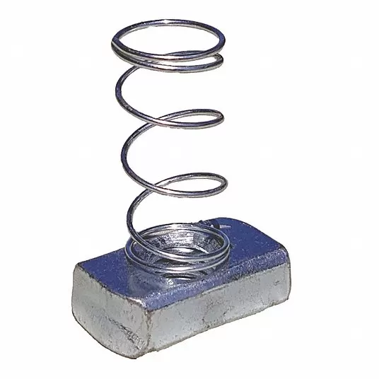 Spring Nut, 3/8 in-16 Thread Size, 3/8Inch Bolt Size, Steel, Galvanized