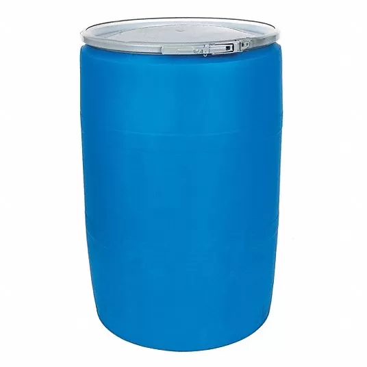 Blue Polyethylene Open Head Transport Drum, 55 gal