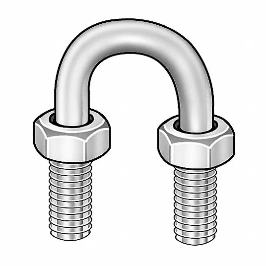 برغي على شكل U, قياسي, مصنوع من الفولاذ منخفض الكربون, زنك, 1/2 "-13, طول الخيط 1 1/2بوصة, PK 50