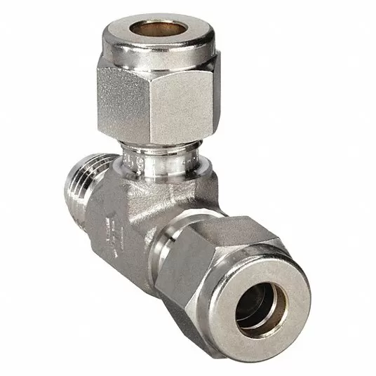 Union Tee, 1/4 in Tube Size, Metal, 1/2 in Hex Size764L SS 1/4