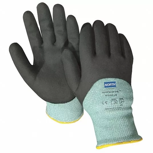 Cut Resistant Glove, Nitrile, Color Black, Green, Size M, PRNFD35X/8M