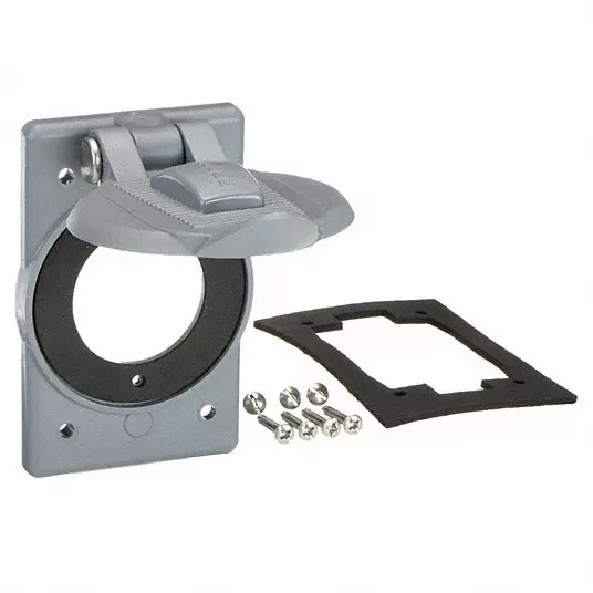 WIRING DEVICE-KELLEMS, Weatherproof Cover, 4 1/2 in Height, 2 3/4 in Width, Number of Gangs 1