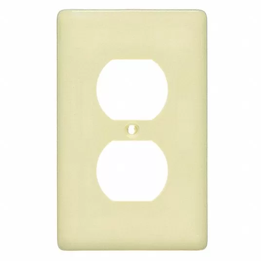 Duplex Receptacle Wall Plate, Ivory, Number of Gangs 1