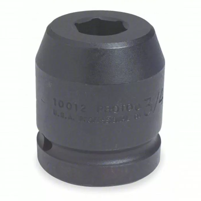Impact Socket, 1 inch Drive Size, 3 7/8 inch Socket Size, 6-Point, Standard, Black Oxide