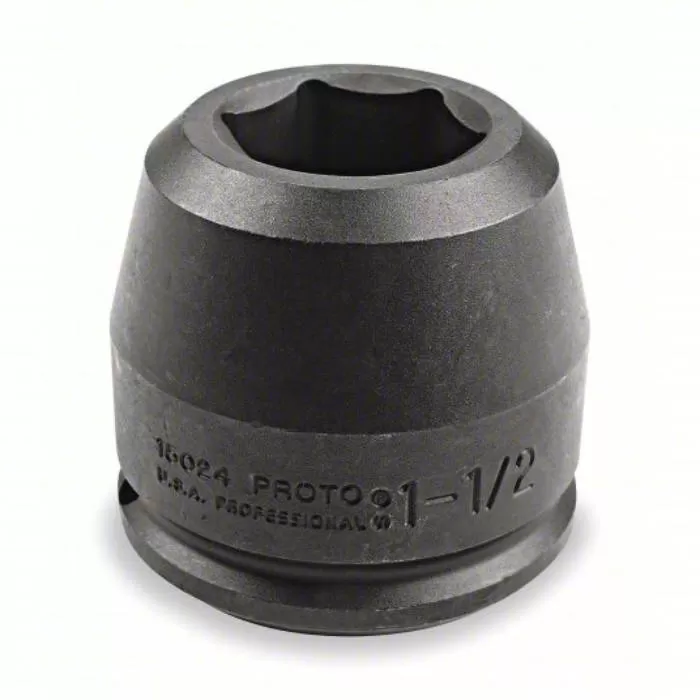 Impact Socket, 1 1/2 inch Drive Size, 1 13/16 inch Socket Size, 6-Point, Standard, Black Oxide
