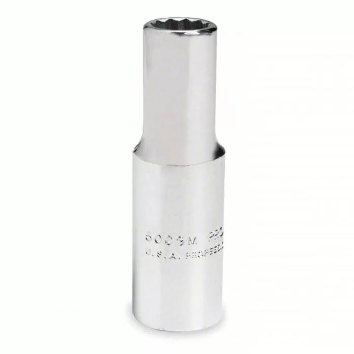 Socket, 3/8 inch Drive Size, 5/16 inch Socket Size, 12-Point, Alloy Steel, Deep Depth, Chrome Finish
