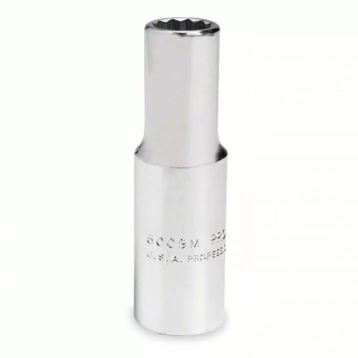 Socket, 3/8 inch Drive Size, 15 mm Socket Size, 12-Point, Alloy Steel, Deep Depth, Chrome Finish