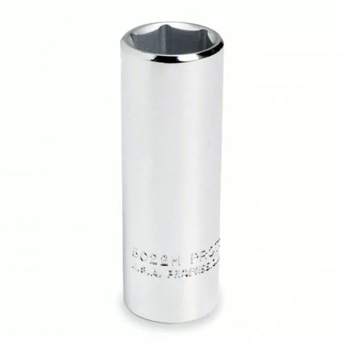 Socket, 3/8 inch Drive Size, 7/8 inch Socket Size, 6-Point, Alloy Steel, Deep Depth, Chrome Finish