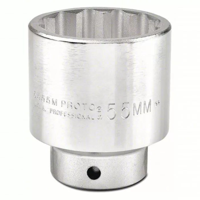 Socket, 3/4 inch Drive Size, 55 mm Socket Size, 12-Point, Alloy Steel, Standard Depth, Satin Finish
