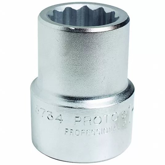 Socket, 1 inch Drive Size, 3 1/8 inch Socket Size, 12-Point, Standard Depth, Satin