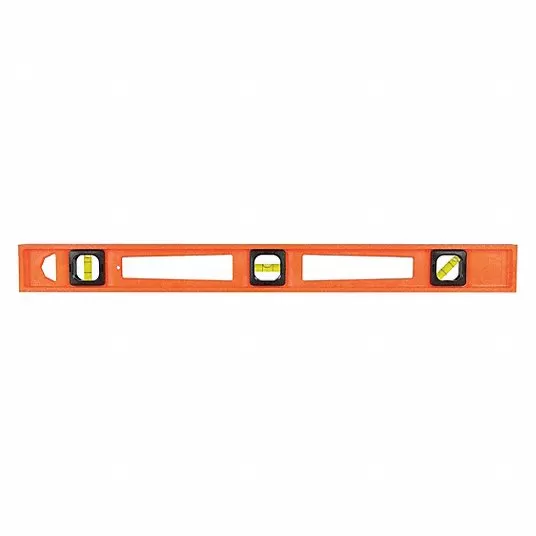 I-Beam Level, 24 inch Lg, 3 Vials, Orange, Structo-Cast(R) Plastic, Nonmagnetic