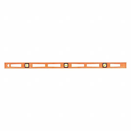 I-Beam Level, 48 inch Lg, 3 Vials, Orange, Structo-Cast (R) Plastic, Nonmagnetic