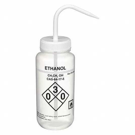 Wash Bottle, Standard Spout, Plastic, Vented Wide Mouth