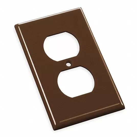 Duplex Receptacle Wall Plate, Brown, Number of Gangs 1