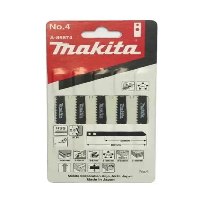 Jig Saw Blade, For Wood & Plastic, Cutting Length 62mm,9 Tooth, 5 Pcs