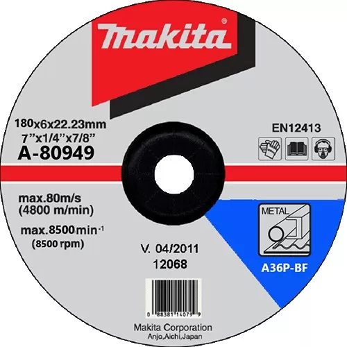 Accessories, Depressed Center Grinding Wheel (A-series), 180 x 6.0 x 22.23