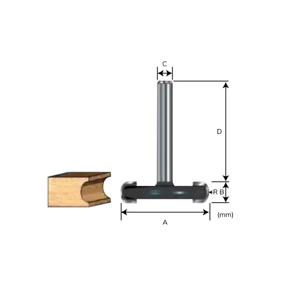 Accessories, Router Bits - Decor Sunk Bead Bit / Radius Sunk Bead Bit, 6 mm