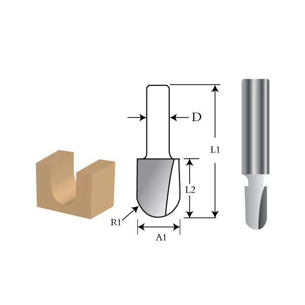 Accessories, Router Bits – Round Nose Bit, 8mm