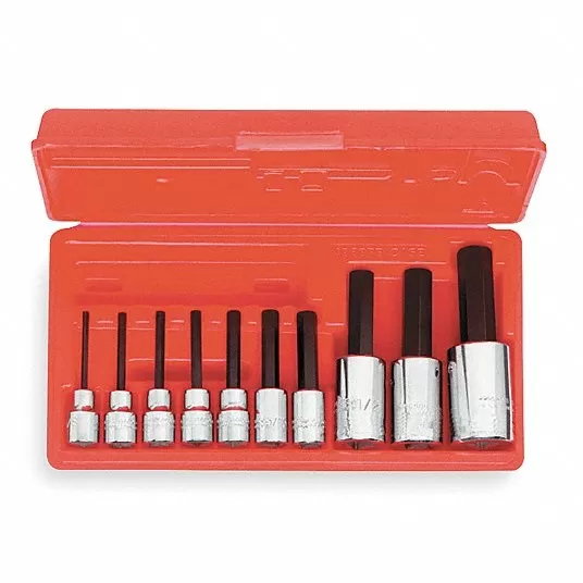 Socket Bit Set, Tip Size 1/4 in, 1/8 in, 3/16 in, 3/8 in, 5/16 in, 5/32 in, 7/32 in, Tip Style Hex