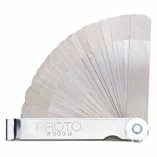 Step-Cut Feeler Gauge Set, Thickness Range 0.004 in to 0.027 in, Number of Feeler Blades 22
