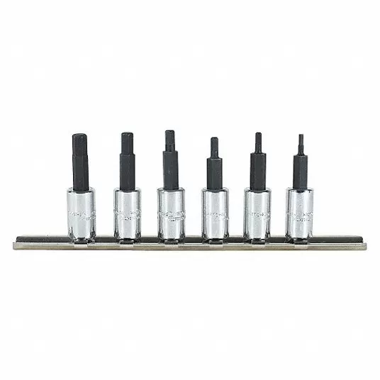 Socket Bit Set, Style Hex, Insert Length 1 in 3R779