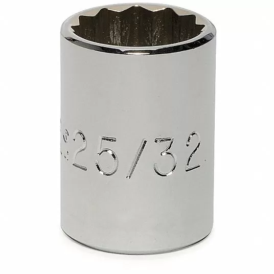 Socket, 1/2 in Drive Size, 25/32 in Socket Size, 12-Point 1AM71