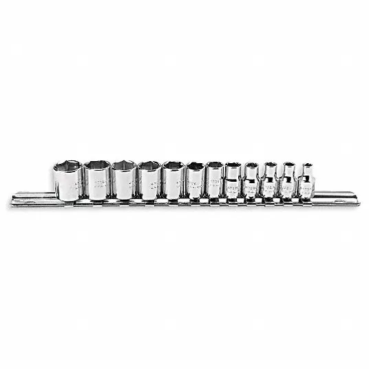 Socket Set, Socket Size Range 4 mm to 14 mm, Hand, Drive Size 1/4 in, Metric, 6-Point